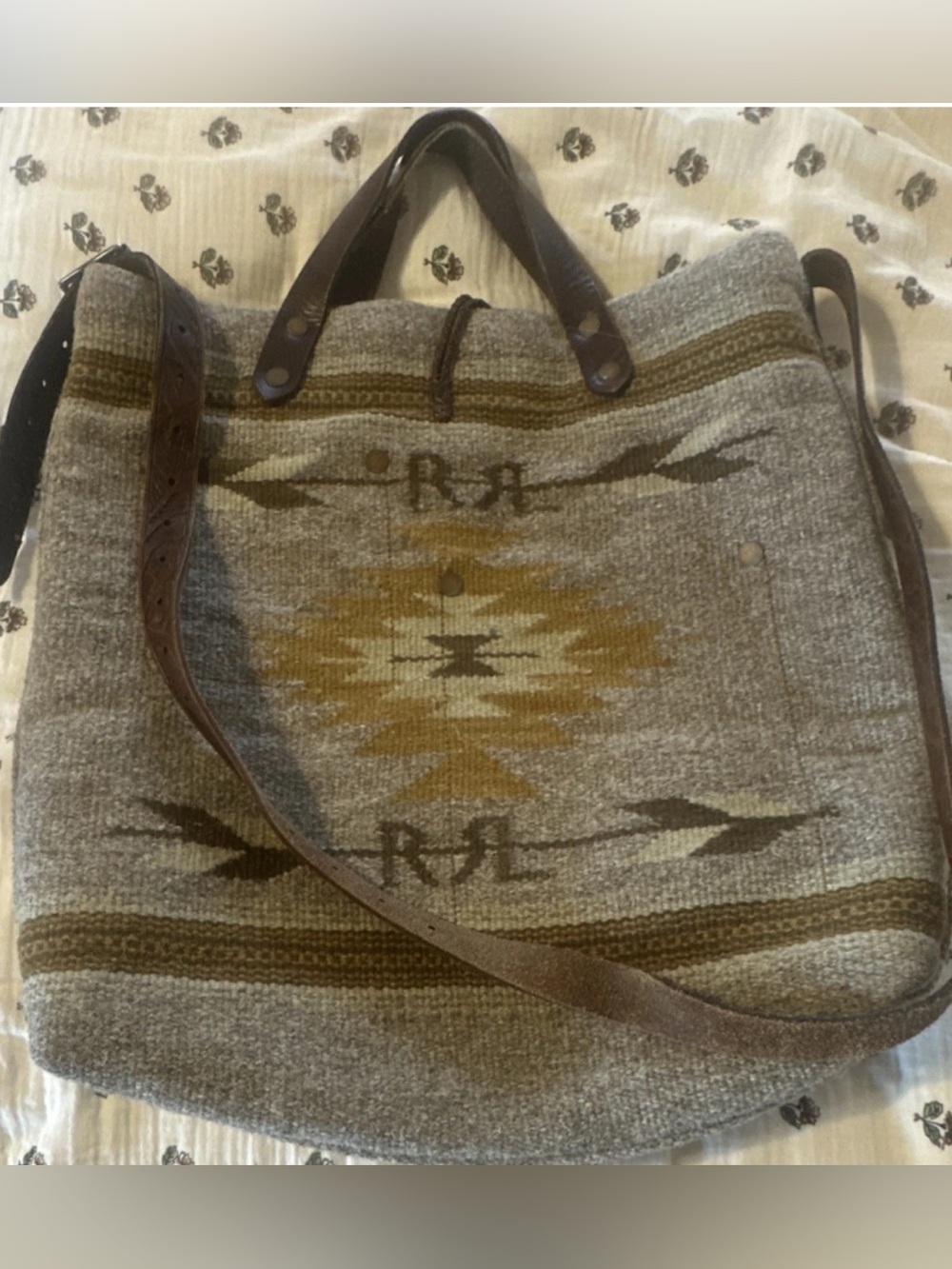 RRL Ralph Lauren Western Wool Tote Leather Strap